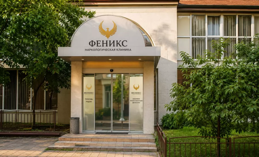 Вход в наркологическую клинику «Феникс» в Белогорске